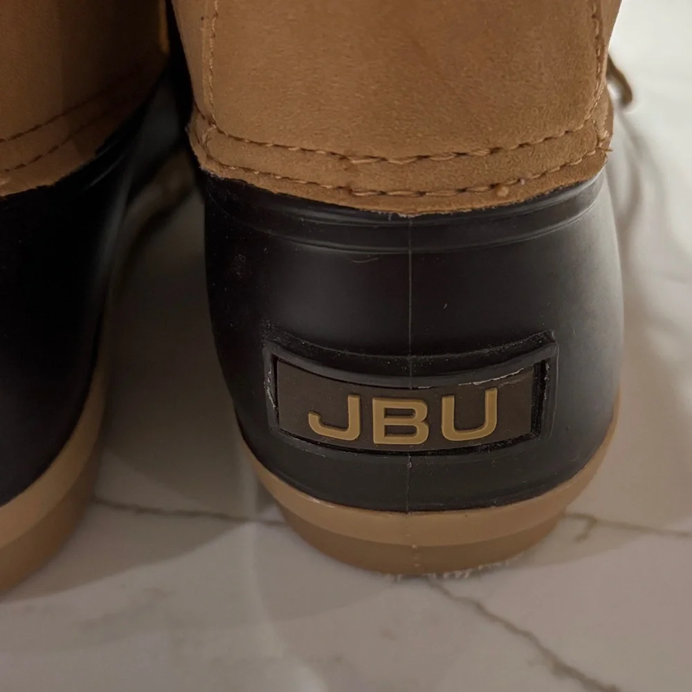 JBU Men's Tan and Dark Brown Rain Boots